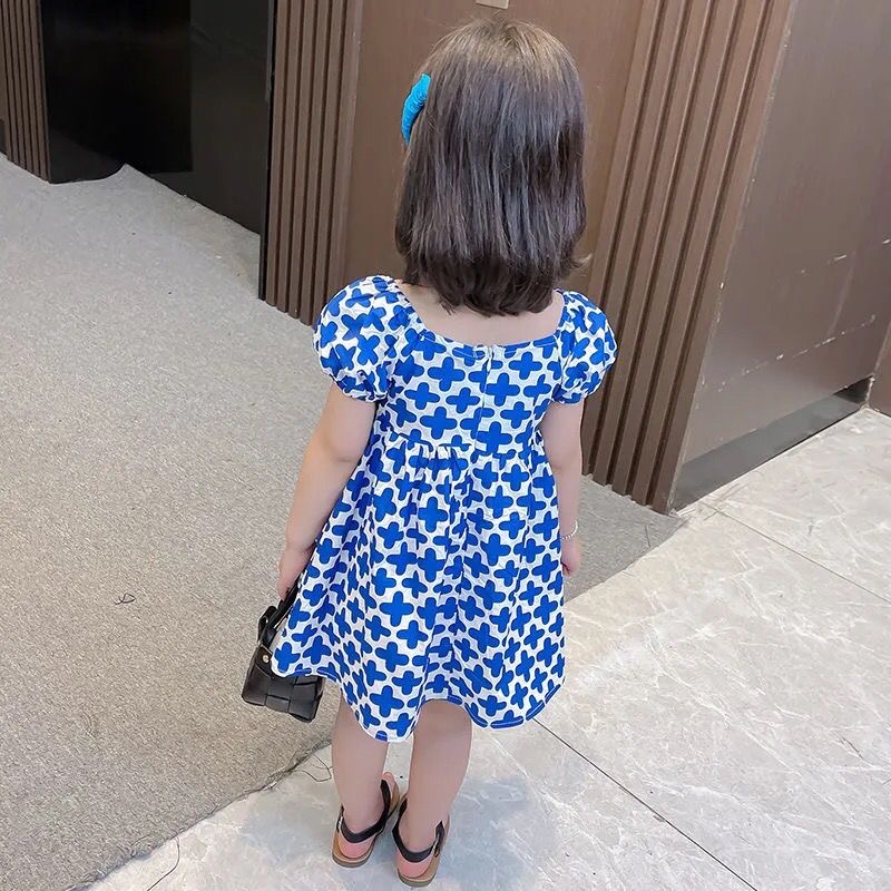 Babyfair Đầm Bé Gái Tay Phồng Ngắn Dễ Thương Thanh Lịch In Hoa Đáng Yêu Cho Trẻ Em