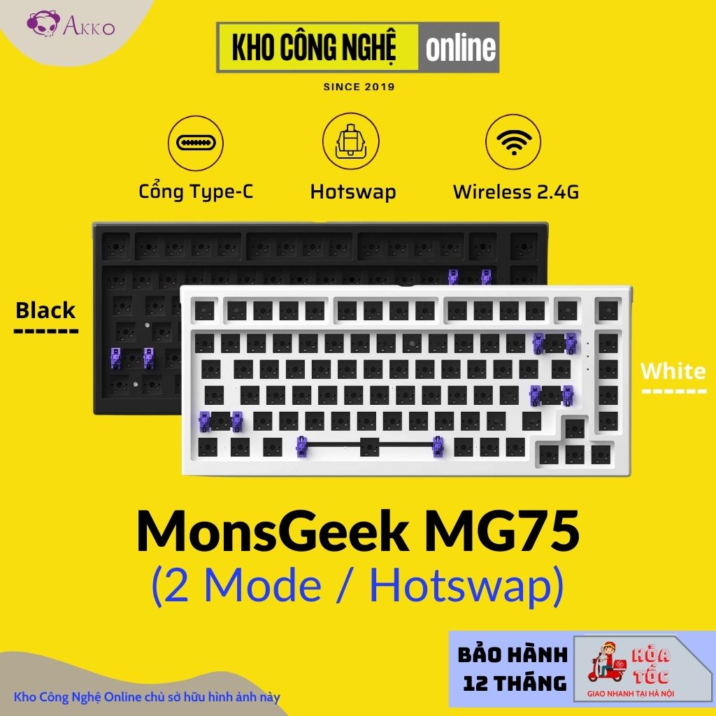 Kit bàn phím cơ MonsGeek MG75 White (Dual Mode / Hotswap 5 pin) - Hàng chính hãng