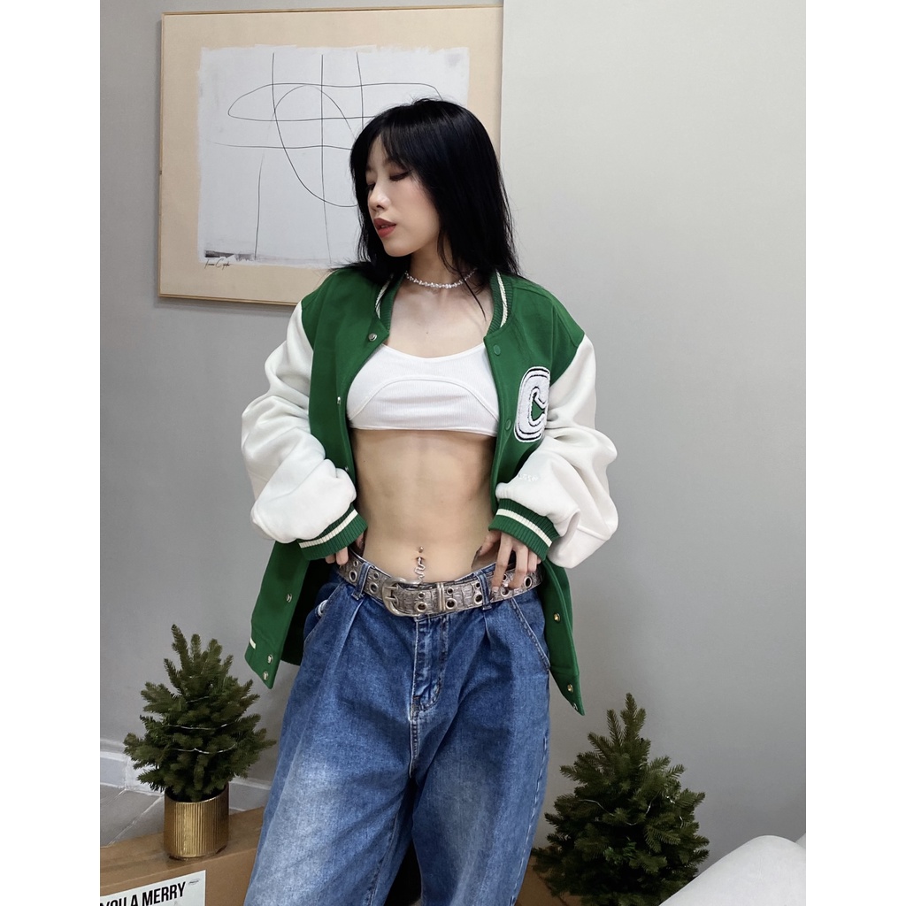 ÁO KHOÁC NAM NỮ UNISEX 2 LỚP - CRAZINESS CZ VARSITY/ MÀU XANH/ GREEN
