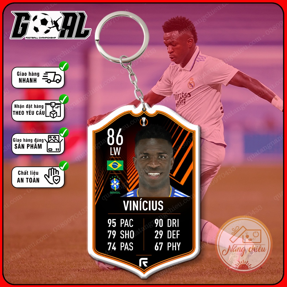 Móc khóa in hình Vinicius Juniors -Phụ kiện móc khóa treo balo gaming - cầu thủ được yêu thích nhất[8613-8624]