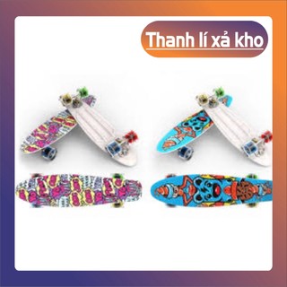 Ván trượt penny thể thao họa tiết ngầu - có đèn bánh xe loại to