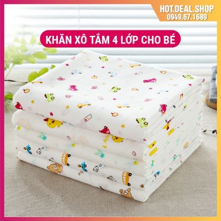 Khăn xô tắm cho trẻ sơ sinh in hoa 4 lớp xuất Nhật cho bé
