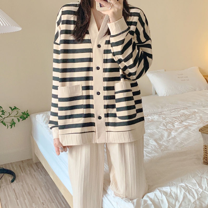 Bộ Đồ Ngủ Tay Dài Phong Cách Thời Trang Hàn Quốc Dành Cho Nữ