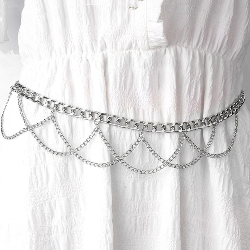 LOMBARD Thắt Lưng Dây Xích Trang Trí Phong Cách Vintage Hàn Quốc Cho Nữ