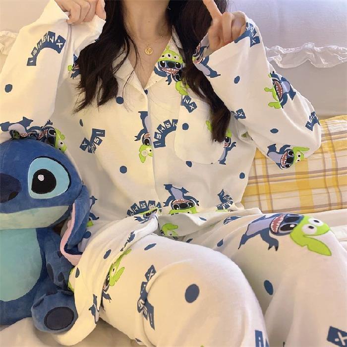 Bán Chạy Bộ Đồ Ngủ Pijama Yugui Ngọt Ngào Phong Cách Cardigan Mặc Ở Nhà Mùa Thu Cho Nữ Sinh