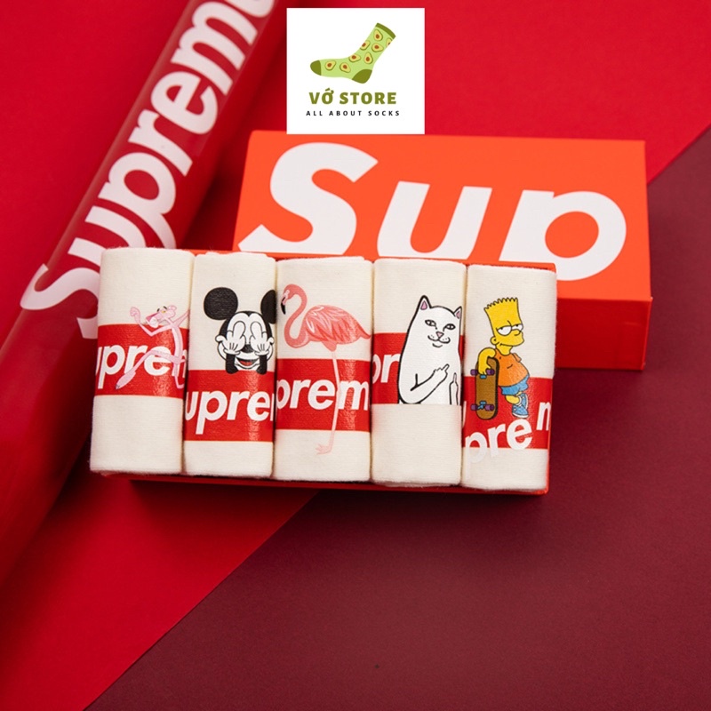 Tất cổ ngắn nam nữ Supreme chất liệu cotton mềm mịn thoáng mát kháng khuẩn