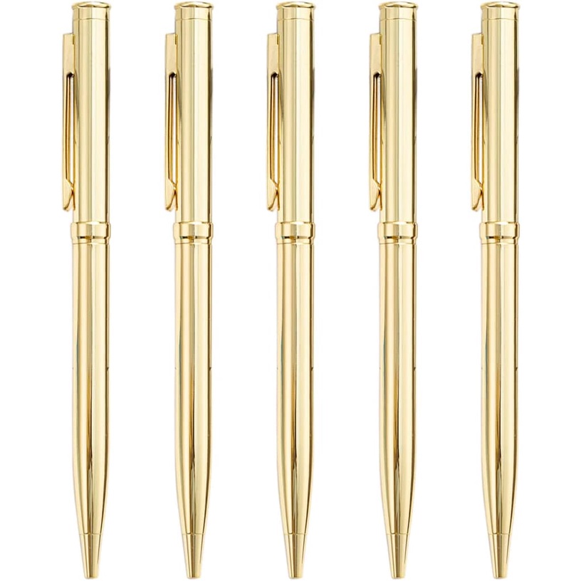 Set 5 Bút Bi Mực Đen Ngòi 1.0mm Có Thể Thu Gọn Tiện Dụng