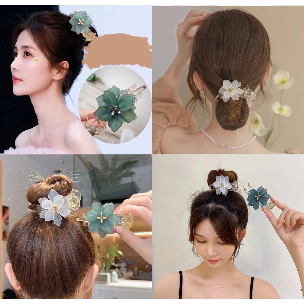 (Mới 2023 đẹp) Kẹp gắp càng cua hoa nhiều cánh kẹp búi cao sang trọng tiện lợi Tatitava