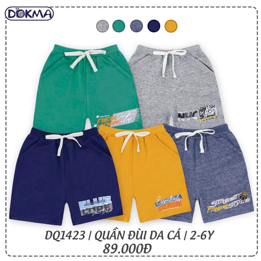 SALE 20% Quần đùi da cá mềm mát, quần short cotton bé trai Dokma DQ1368 (2-6 tuổi)