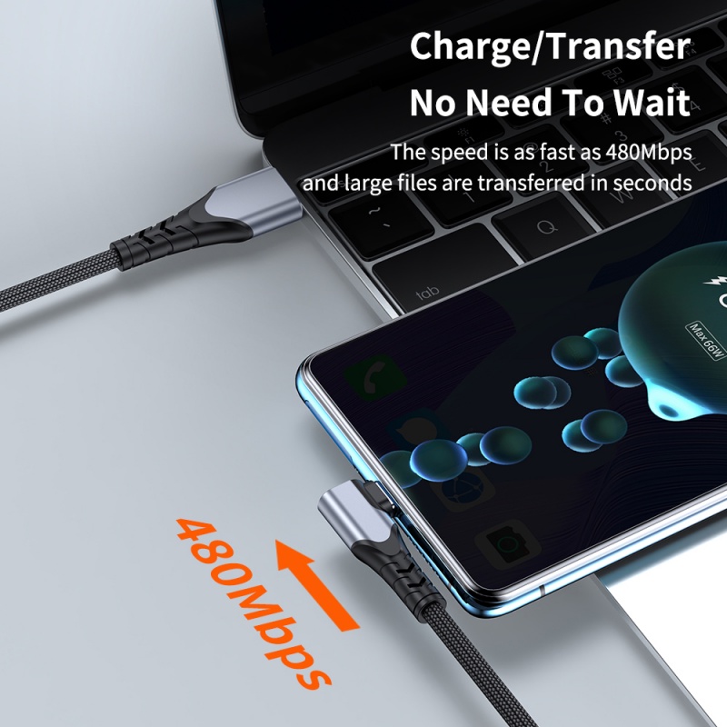 Dây Cáp Sạc Nhanh USB Type C 6A 66W SPC Cho Huawei Samsung Xiaomi Mate 40 90 Độ Dài 2 / 3M