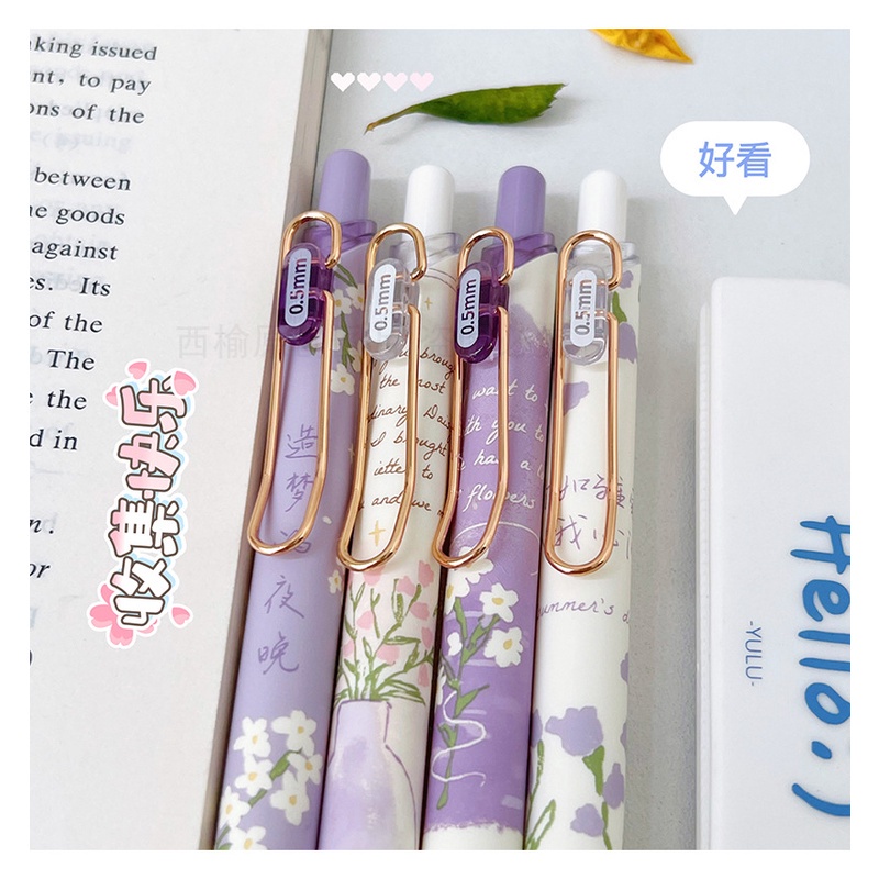 Bút gel MURA 8173 bó cúc họa mi chính hãng siêu đẹp dành cho các bạn học sinh với mức đen và ngòi 0.5mm