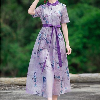 Đầm Dài Dáng Ôm Phong Cách Retro Thời Trang Mùa Hè Mới Cho Nữ