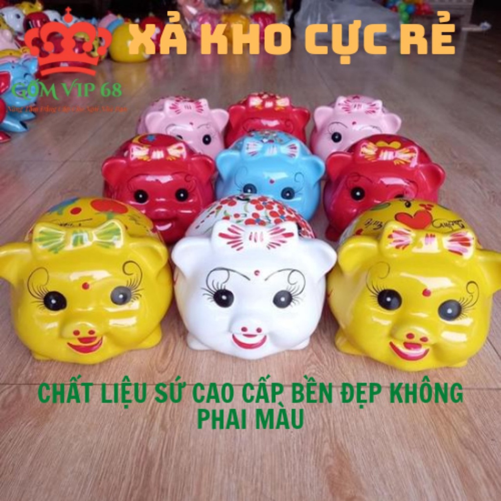 Heo Đất Đựng Tiết Kiệm Hình Quả Bóng Đeo Nơ, Chất Liệu Gốm Sứ Cao Cấp Dùng Đựng Xiền, Trang Trí Nhà Cửa