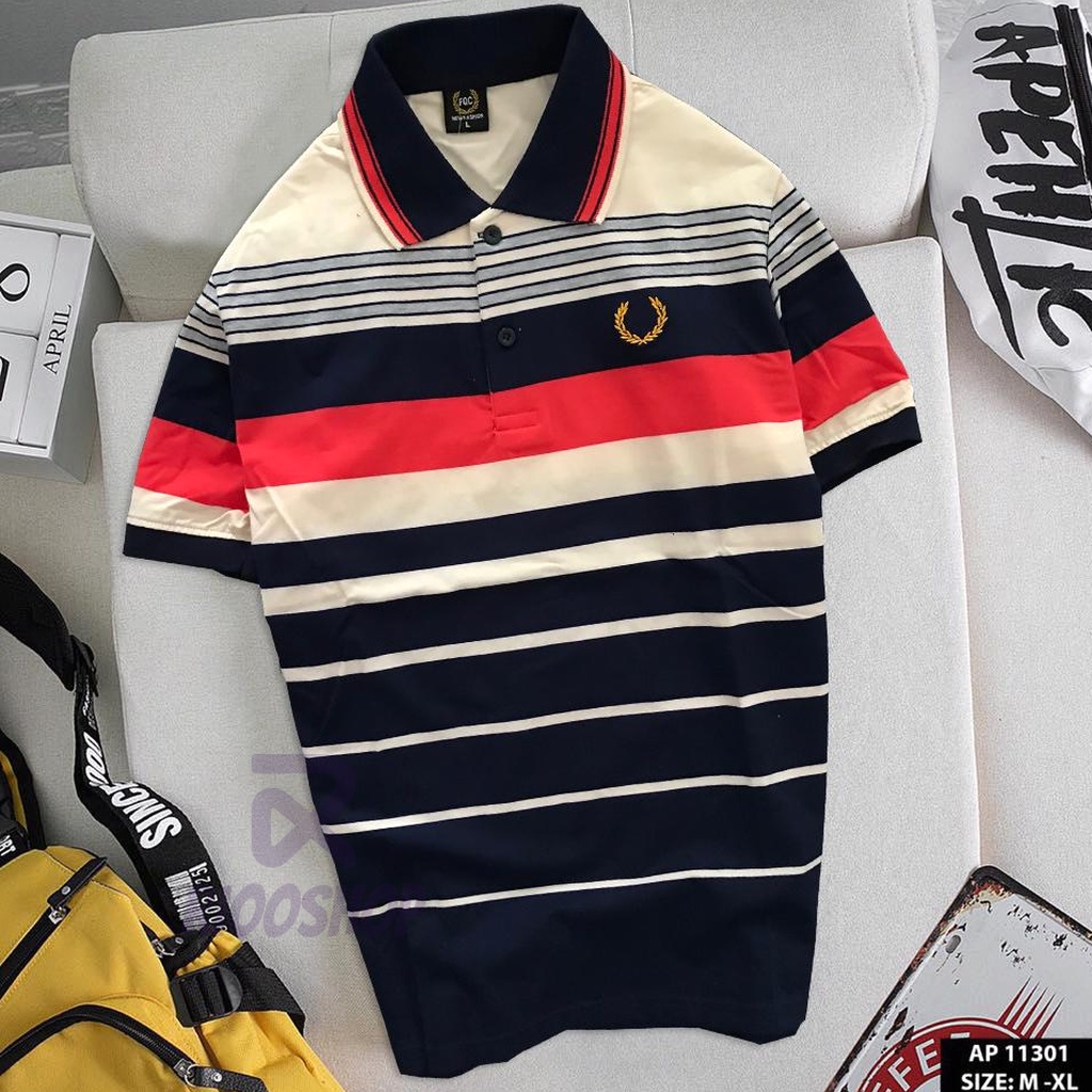 Áo thun nam trung niên, áo phông nam polo kẻ sọc ngang trung niên đẹp, cotton, form rộng riooshop RCP008