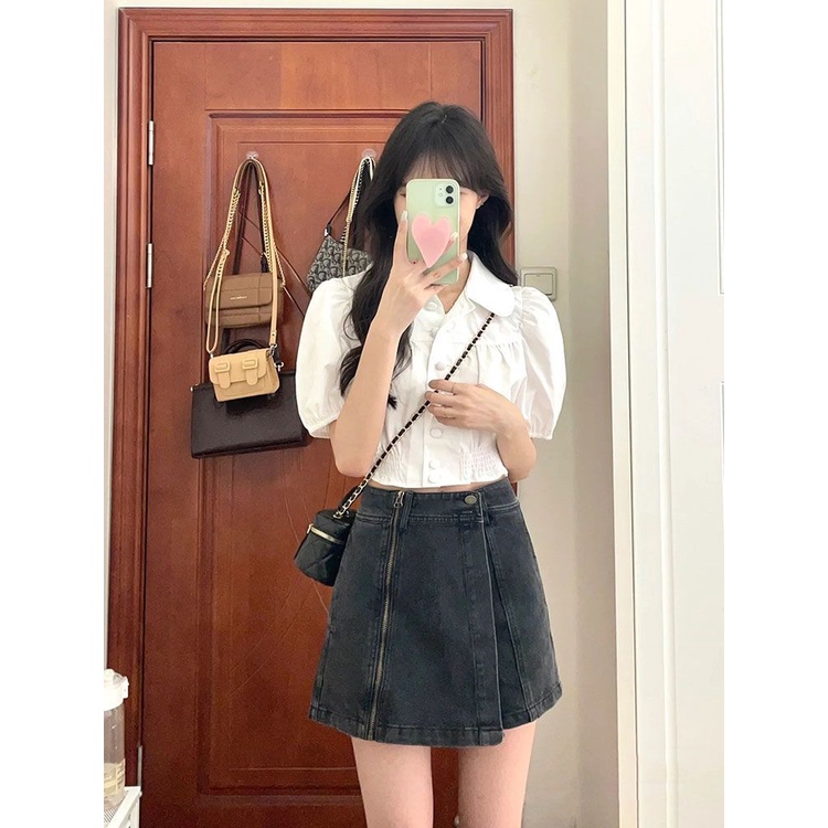 Áo sơ mi nữ COZOKC dài tay cổ bẻ thời trang Hàn Quốc