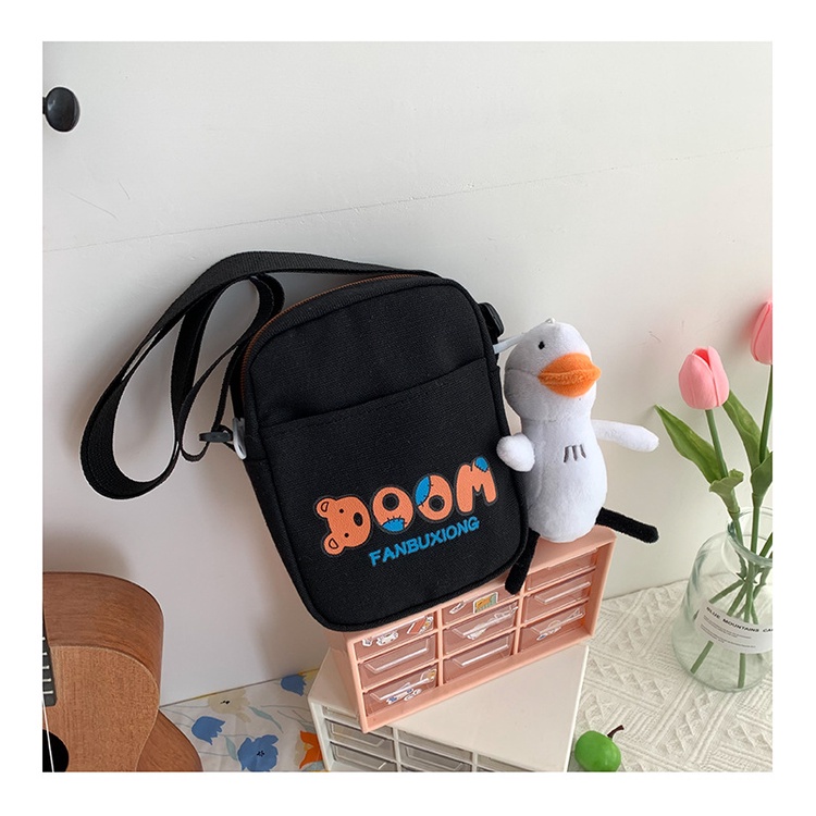 Túi Đeo Chéo Vai Bằng Vải Canvas Thời Trang Dễ Phối Đồ Phong Cách Harajuku Cho Nữ