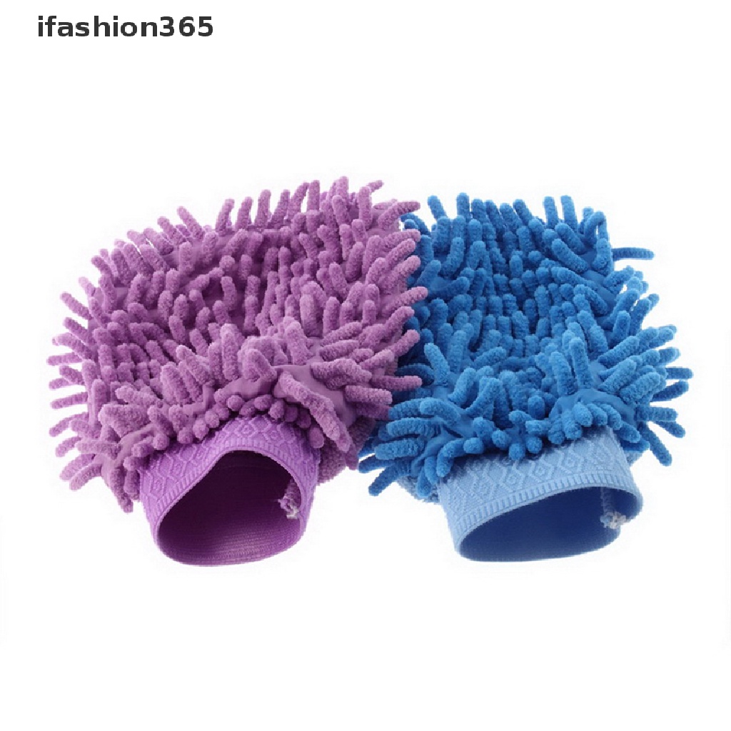 Găng Tay Rửa Xe Hơi 2 Trong 1 Bằng Sợi Vải Chenille Mềm Mại Siêu Mịn Không Trầy Xước ifashion365