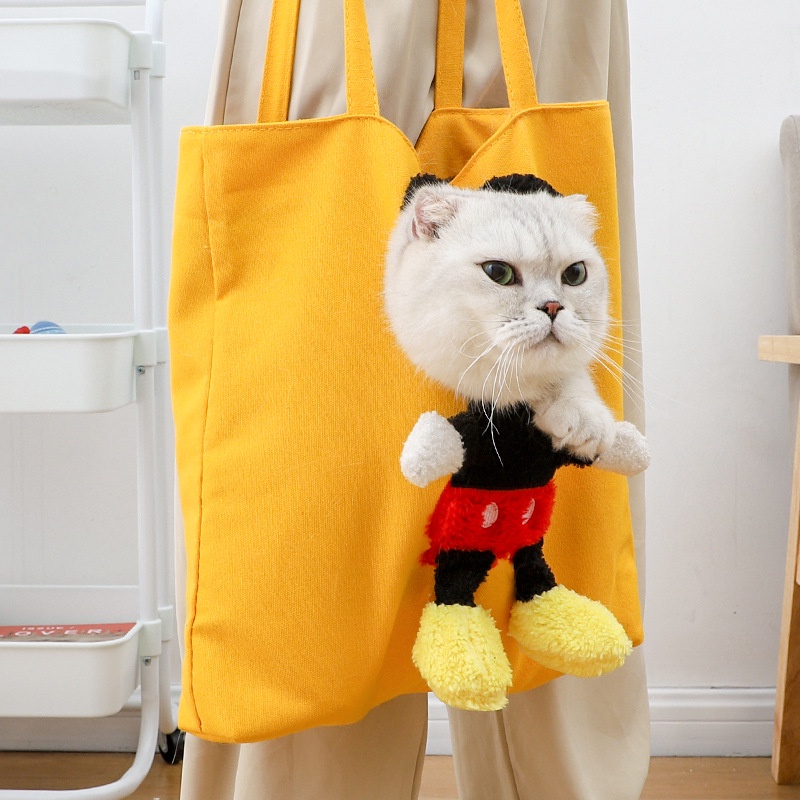 Túi Đeo Vai Bằng Vải Canvas Hình Chuột Mickey Dành Cho Mèo Cưng