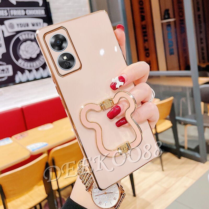 Ốp Điện Thoại Có Giá Đỡ Mạ Điện Hình Gấu Đáng Yêu Cho OPPO Reno8 T 5G 4G Reno 8 8T 2023 Reno8T 2023