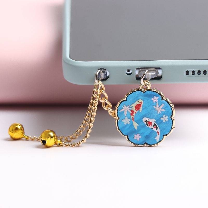 Nút Cắm Chống Bụi Cho Cổng Sạc Điện Thoại Di Động Hình Chú Cá Koi May Mắn