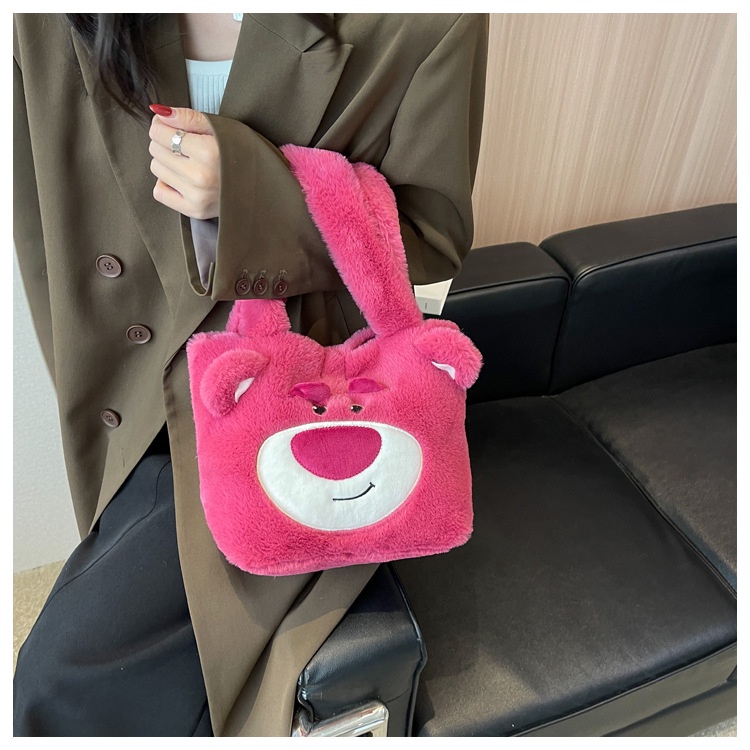 Túi Tote Sức Chứa Lớn In Họa Tiết Dâu Tây / Gấu Hoạt Hình Phong Cách Thời Trang Mùa Xuân 2023