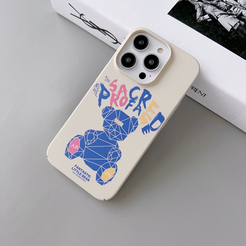 Ốp Điện Thoại Tpu + PC Cứng Chống Sốc Chống Rơi In Hình Gấu Kiểu Graffiti Cho iPhone 14 13 12 11 Pro Max