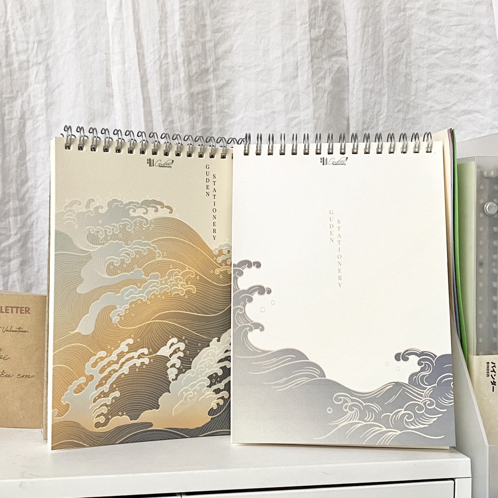 Sổ tay vẽ chì, Sketchbook cỡ A5 sóng Nhật_Guden Stationery