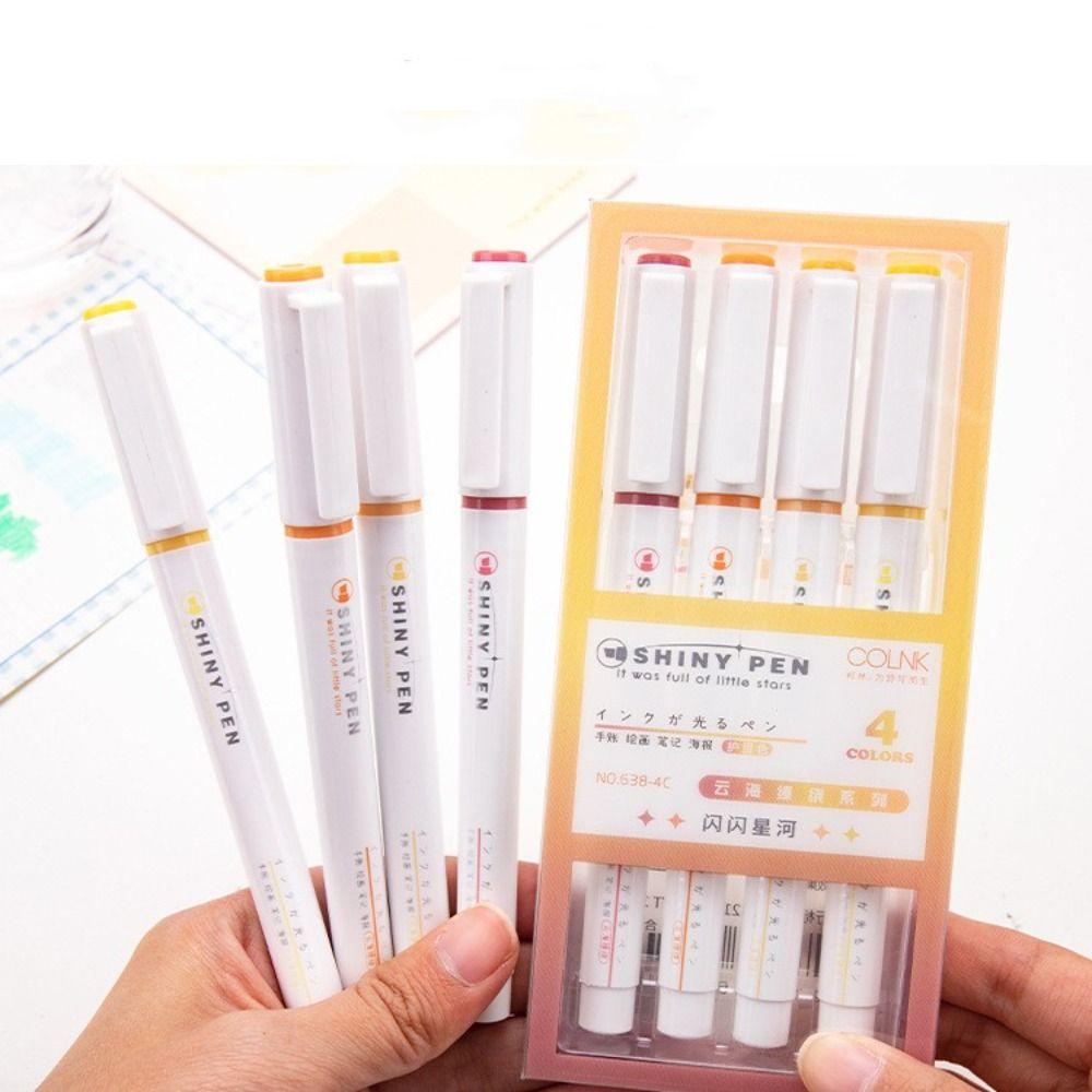 PISTA Set 4 Bút Đánh Sáng Màu Sắc Lấp Lánh Kích Thước 1-4mm