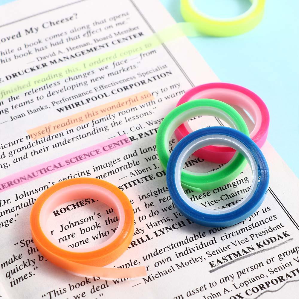 Cuộn 5 Cuộn Băng Dính Đánh Dấu Trang Sách Màu Dạ Quang 5 Màu Tùy Chọn DIY