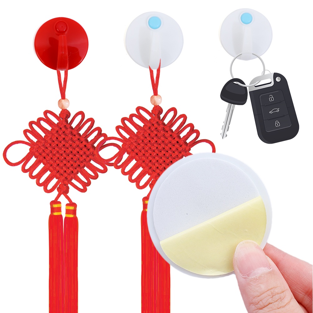 Móc Treo Đồ Dán Tường Hình Tròn Màu Trắng Đỏ Chống Trầy Xước Không Để Lại Dấu Vết Chống Thấm Nước Trang Trí Năm Mới