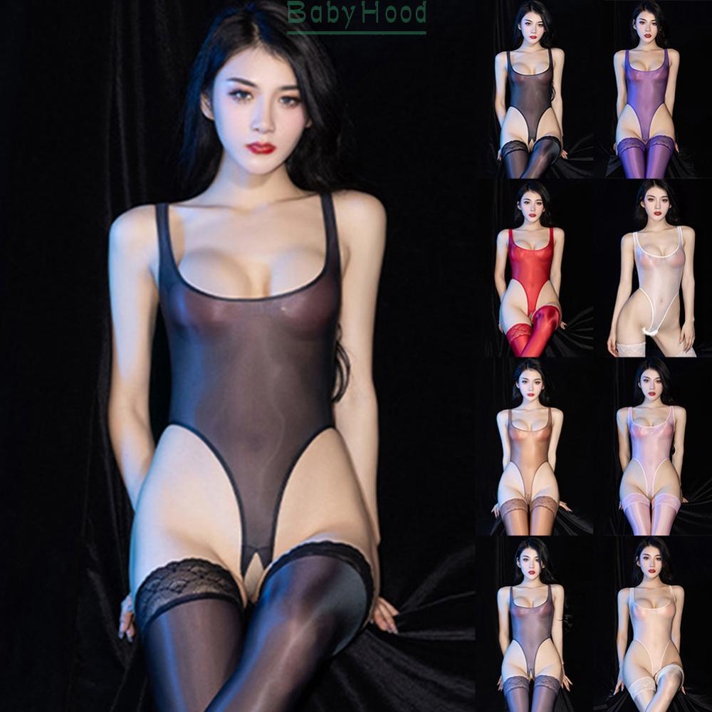 Women Sheer Bodysuit High Cut Leotard Thong Rompers Crothless Sexy Lingerie#BBHOOD