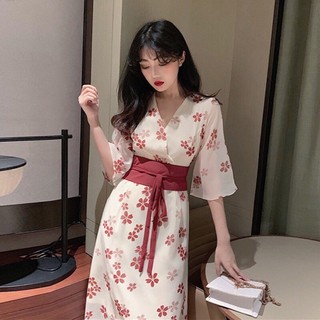 Đầm hoa anh đào dáng kimono Ulzzang