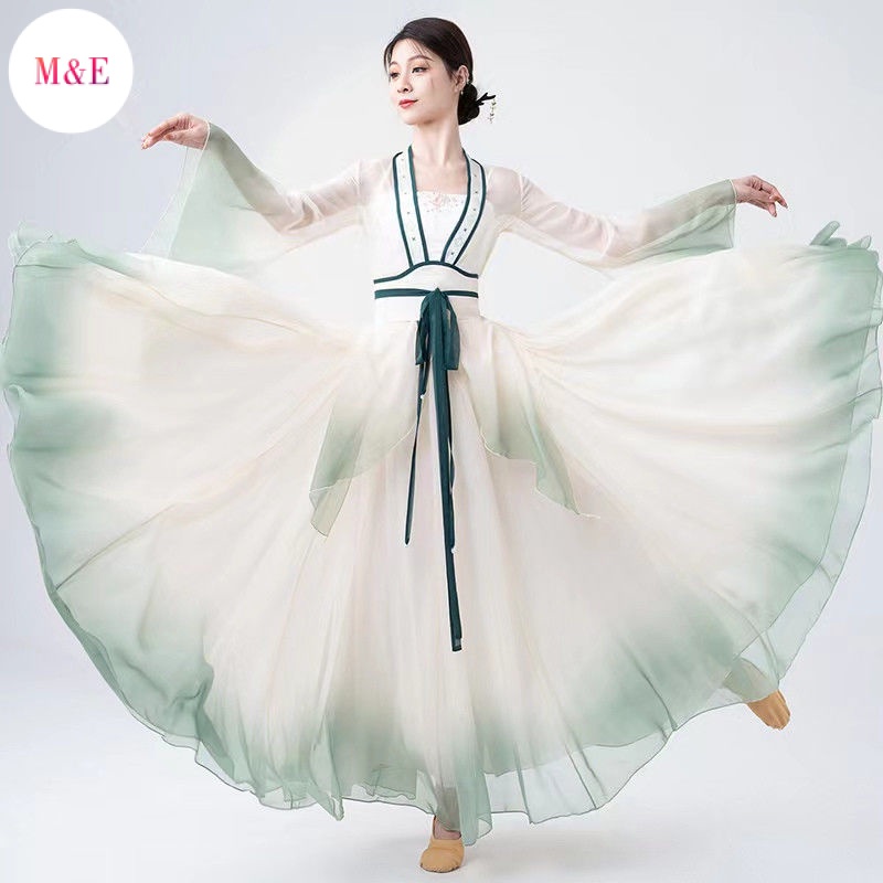 Bộ Trang Phục Biểu Diễn Múa Truyền Thống Trung Hoa Màu Sắc Gradient Dành Cho Nữ