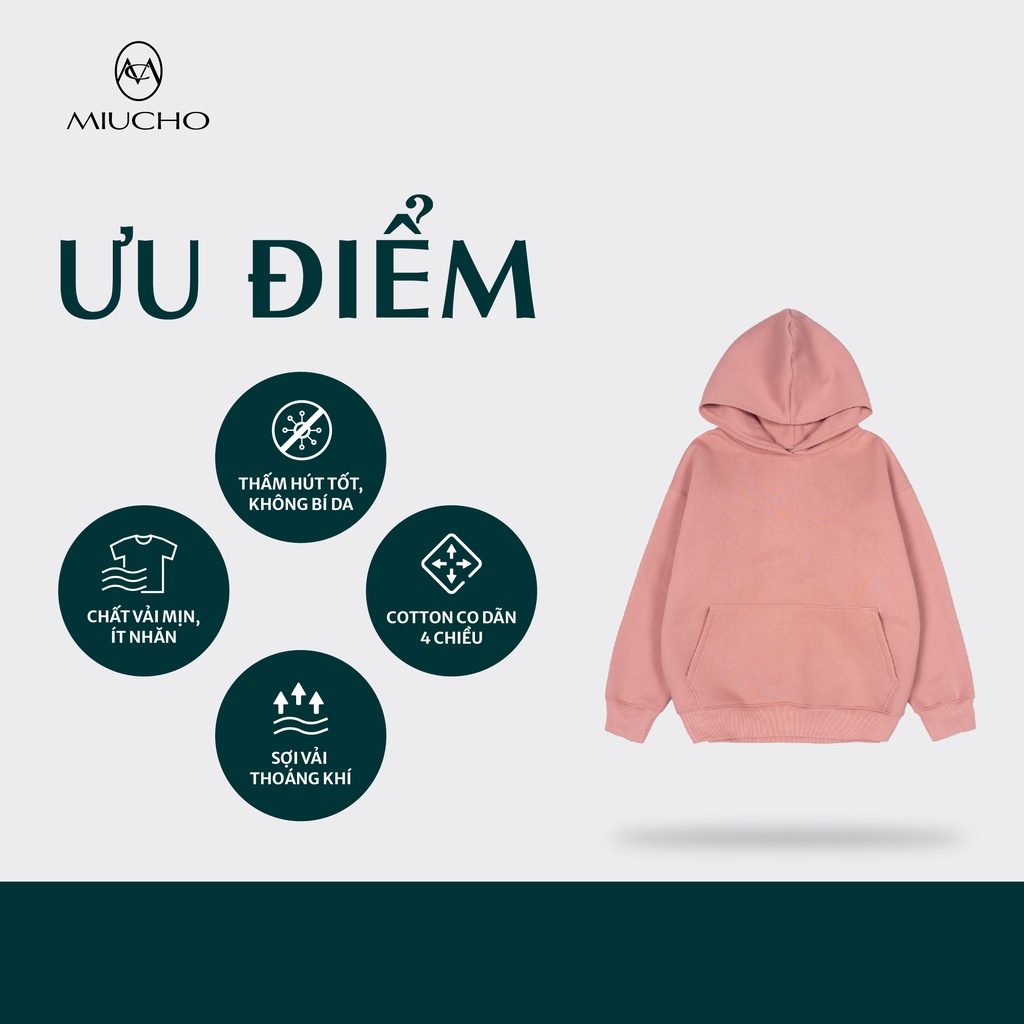 Áo hoodie nữ form rộng dày dặn chất nỉ chân cua 100% cotton unisex HDD024 Miucho basic