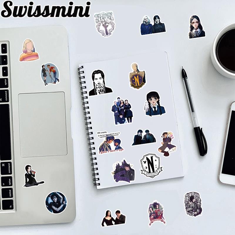 10/30/50PCS Wednesday Stickers The Addams Family Waterproof Cartoon Sticker Graffiti Luggage Skateboard Decor Kids Fans Gifts