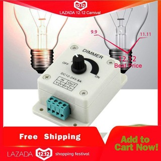 DC 12V 8A LED Light Protect Strip Dimmer Adjustable Brightness Controller
