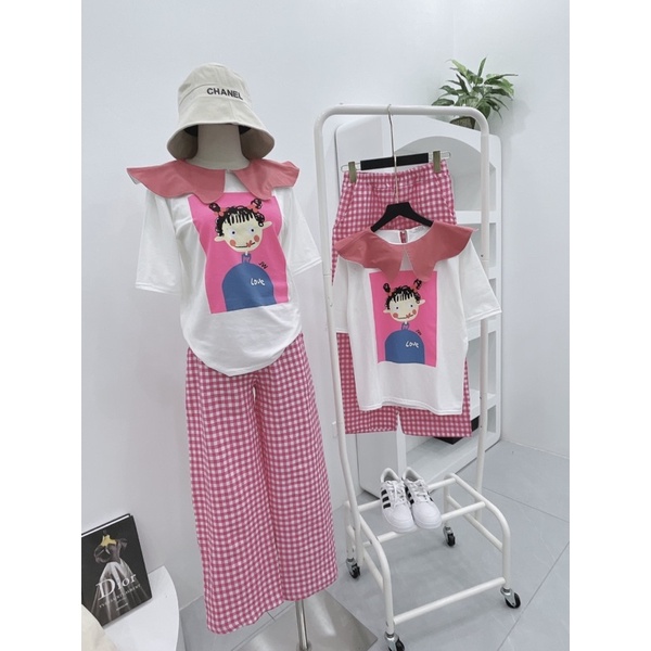 [ 𝐅𝐑𝐄𝐄 𝐒𝐇𝐈𝐏 ] Sét bộ cô gái búi tóc 2 bên Cổ sen to 1 lớp, màu hồng đỗ cực tây, sau gáy may cúc giọt lệ