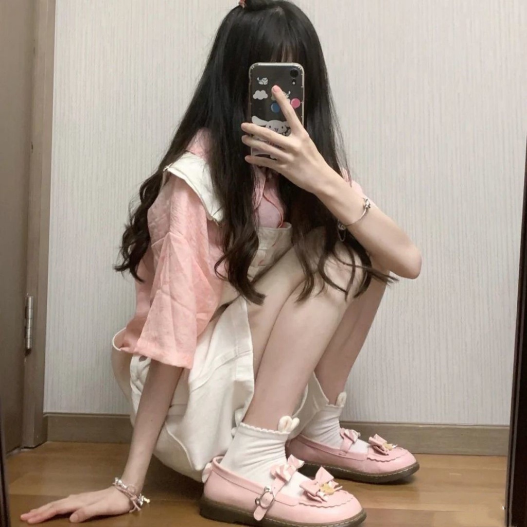 ⌘Quần Yếm Ngắn Phong Cách Nhật Bản⌘Bộ Áo Sơ Mi + Quần Yếm Denim Dáng Rộng Phong Cách Nhật Bản Thời Trang Mùa Hè Cho Nữ
