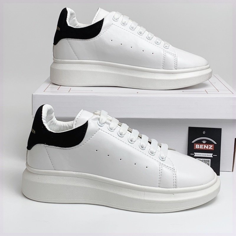 (Hàng 11 tặng bok bảo vệ+tất vớ) Giày thể thao sneakers M.C trắng gót đen nam nữ tăng chiều cao 5 phân êm chân B230