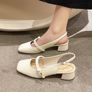 Giày cao gót mũi vuông đế vuông 5 phân phong cách nhẹ nhàng