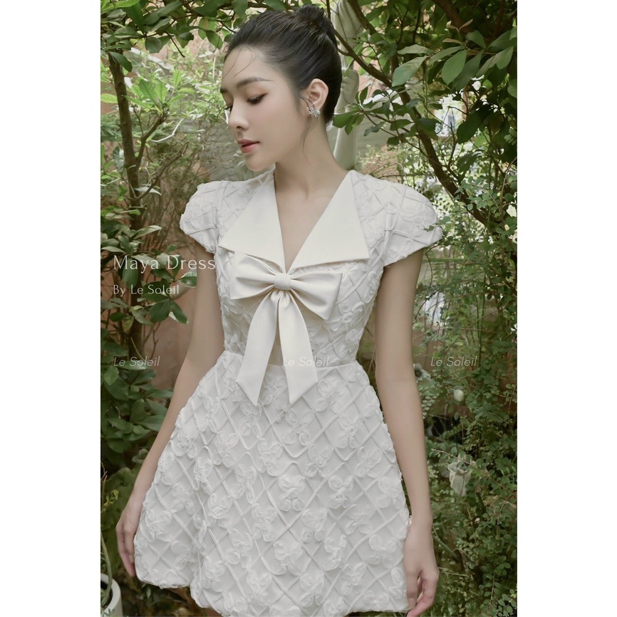 Đầm/váy ren hoa nổi đính nơ tiểu thư siêu nhẹ nhàng My.Clothing V40