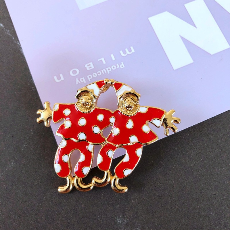 Cặp Ghim Cài Áo Hình Chú Hề Tráng Men Bằng Hợp Kim Dễ Thương Sáng Tạo Kiểu Nhật