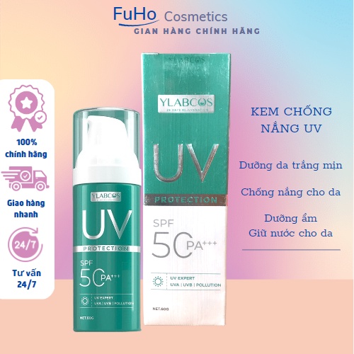 Kem trống nắng UV chính hãng Ylabcos chống nắng dưỡng trắng mờ thâm 60GR Fuho Cosmetics