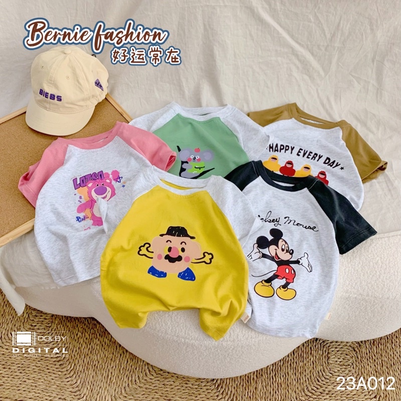 Áo phông bé trai bé gái Bernie zaclang hoạt hình cho bé từ 8-22kg-23A012
