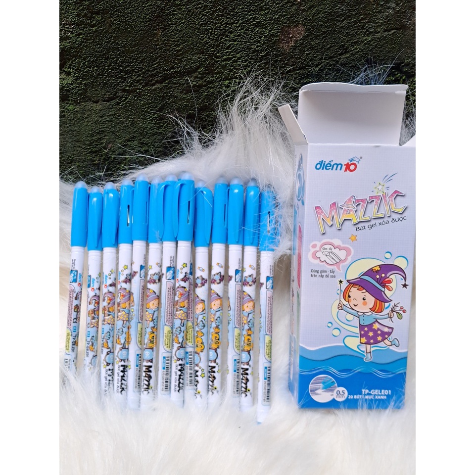 Hộp 20 Cây Bút Gel Xóa Được Mực Xanh MAZZIC TP-GELE01 Ngòi 0.5mm