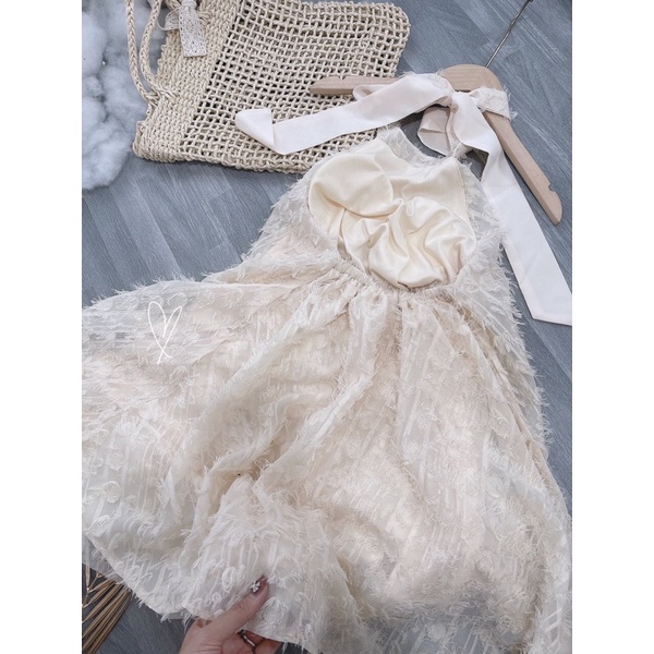 Đầm yếm lông vũ nude - Chitchitstore