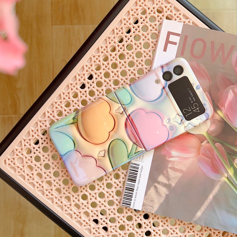 Bao Da Điện Thoại Họa Tiết Hoa Tulip 3d Cho samsung galaxy z flip5 z flip 4 5g zflip3 zflip4 Ốp