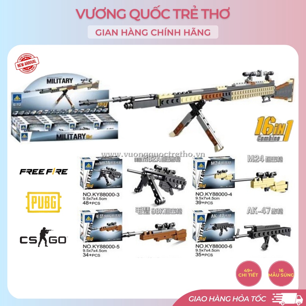 Lego Mô Hình Lắp Ráp Súng Cao Cấp Trong CSGO PUBG FREEFIRE VuongQuocTreTho, 16 Mẫu Súng Đồ Chơi Xếp Hình Cho Bé