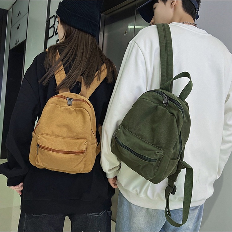 Ba Lô Vải Canvas Mini Màu Trơn Đơn Giản Thời Trang 2022 Mới Cho Nam Nữ