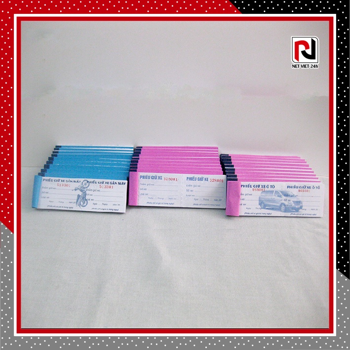 Phiếu giữ xe in sẵn CÓ ĐÓNG SỐ NHẢY, phiếu giữ xe có sẵn, phiếu gắn máy, phiếu oto, phiếu hoa văn, SIZE: 15X5CM
